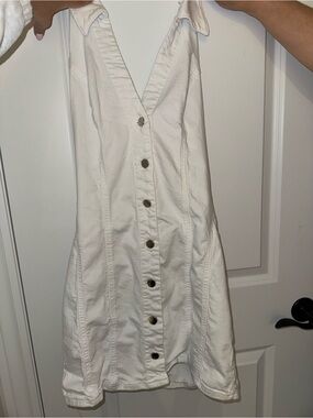 Zara Denim White Button-Down Mini Dress